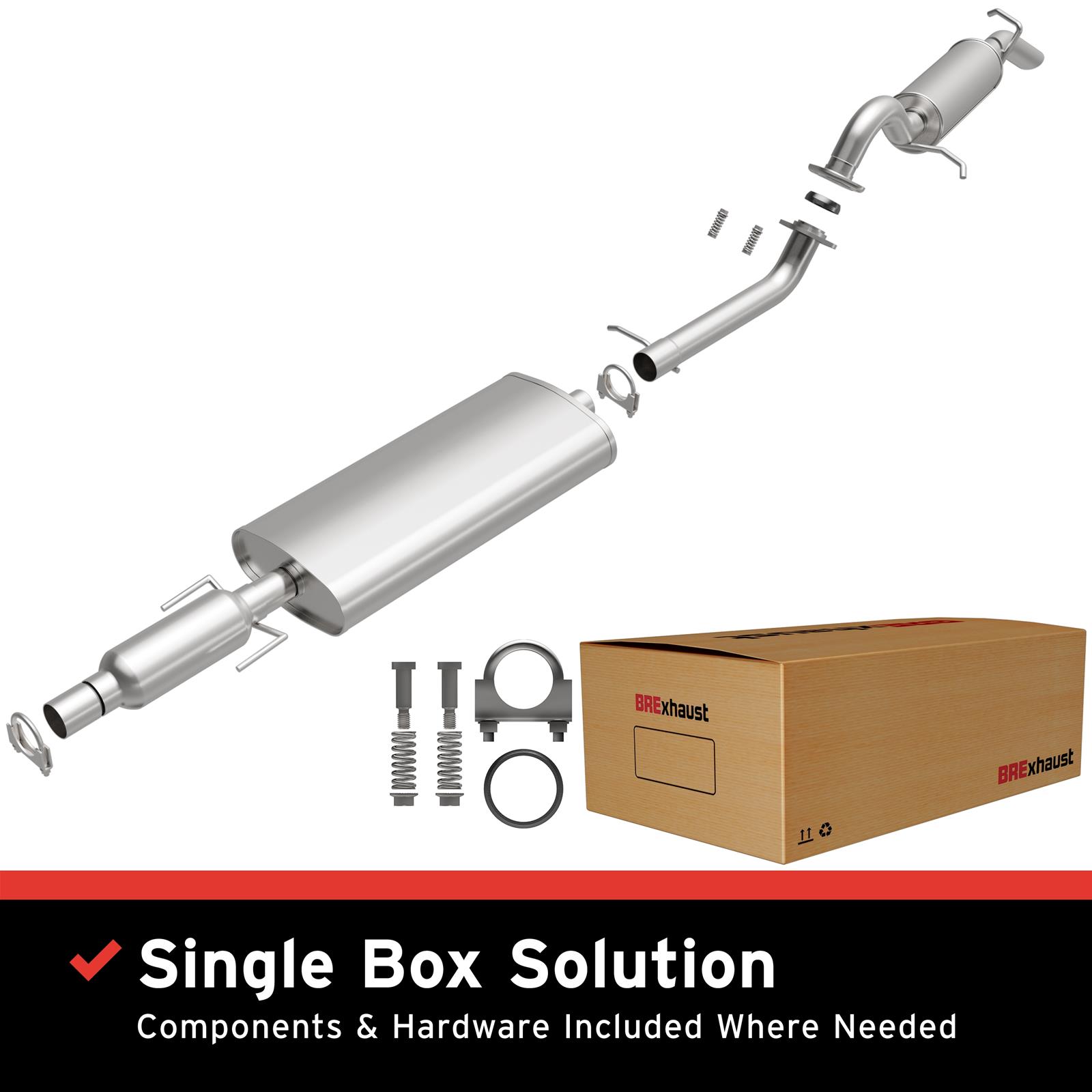 BRExhaust Direct-Fit Exhaust Systems for 2009-2012 ESCAPE, 2009-2011 TRIBUTE - 106-0062 Systems, Direct-Fit, Cat-back, Single, Steel, Aluminized, Rear Exit, Ford, Mazda, Kit
