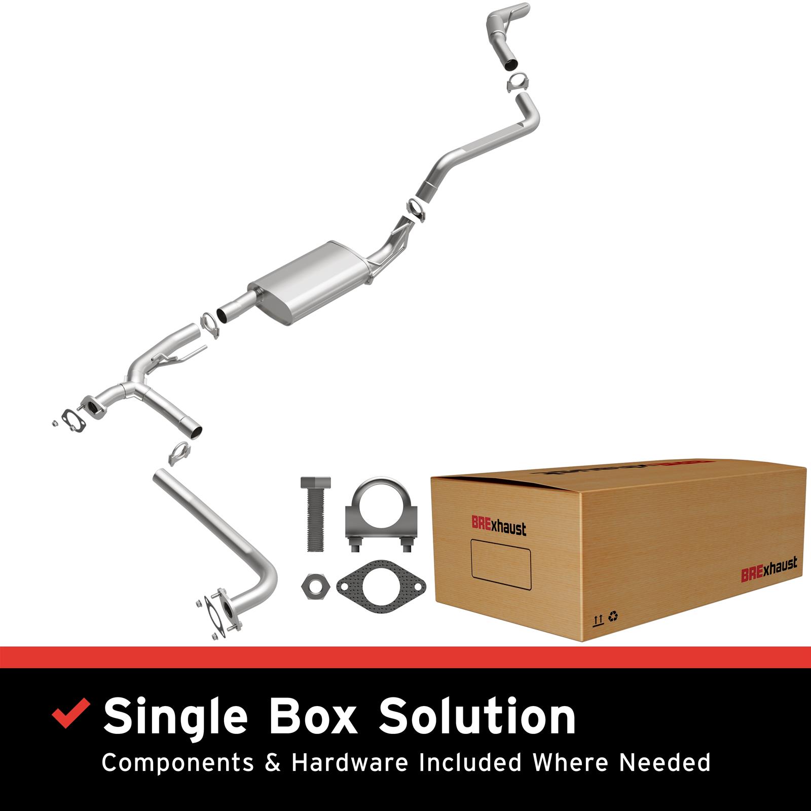 BRExhaust Direct-Fit Exhaust Systems for 2005-2012 PATHFINDER - 106-0066 Systems, Direct-Fit, Cat-back, Dual In/Single Out, Steel, Aluminized, Rear Exit, Nissan, Kit