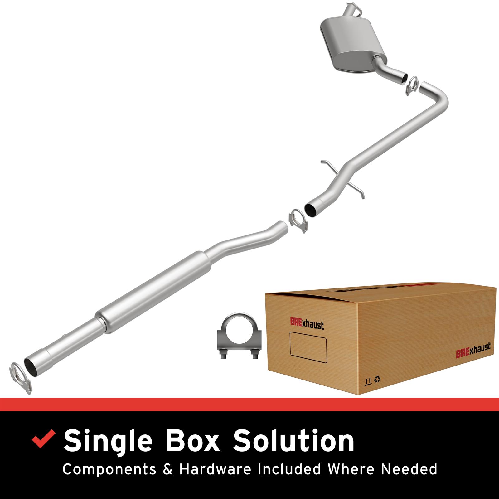 BRExhaust Direct-Fit Exhaust Systems for 2000-2005 BONNEVILLE, LESABRE, PARK AVENUE - 106-0072 Systems, Direct-Fit, Cat-back, Single, Steel, Aluminized, Rear Exit, Buick, Pontiac, Kit