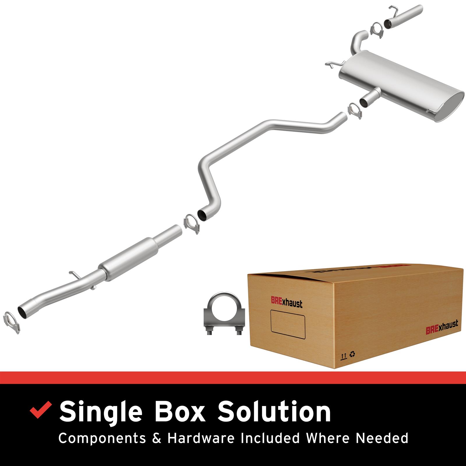 BRExhaust Direct-Fit Exhaust Systems for 2011-2014 200, 2008-2014 AVENGER, 2007-2010 SEBRING - 106-0112 Systems, Direct-Fit, Cat-back, Single, Steel, Aluminized, Rear Exit, Chrysler, Dodge, Kit