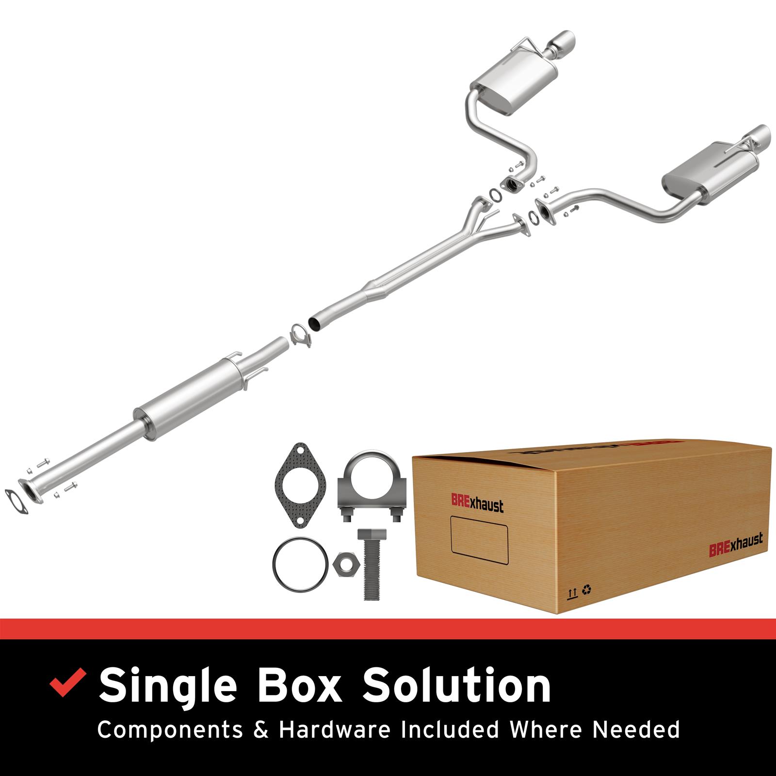 BRExhaust Direct-Fit Exhaust Systems for 2009-2017 MAXIMA - 106-0167 Systems, Direct-Fit, Cat-back, Single In/Dual Out, Steel, Aluminized, Split Rear Exit, Polished Tips, Nissan, Kit thumbnail 3
