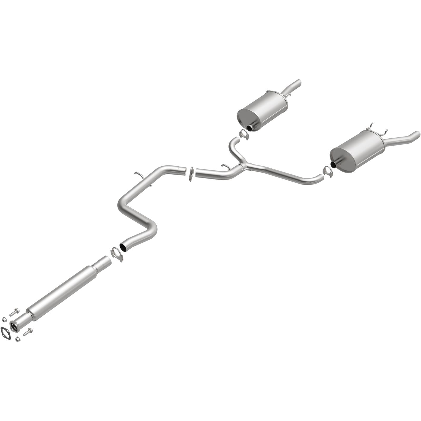 BRExhaust Direct-Fit Exhaust Systems for 2006-2011 IMPALA - 106-0206 Systems, Direct-Fit, Cat-back, Single In/Dual Out, Steel, Aluminized, Split Rear Exit, Polished Tips, Chevrolet, Kit