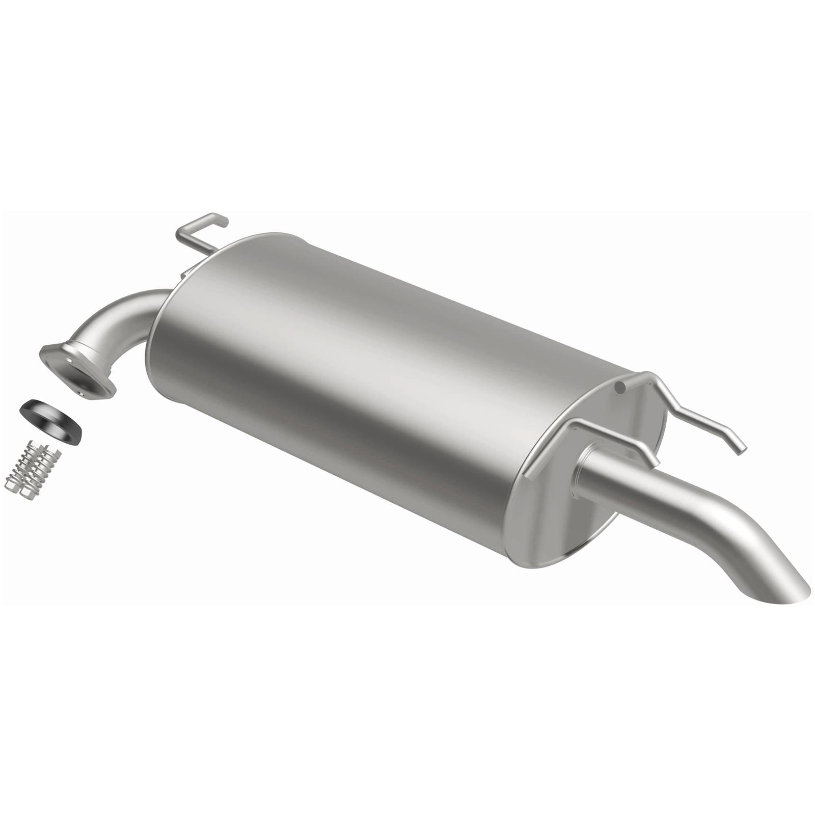 BRExhaust Direct-Fit Steel 2.13 Inch Muffler 106-0308 Mufflers, Direct-Fit, in. Center Inlet/Outlet, Steel, Aluminized, Oval Case, 17.00 in. Case Exterior Length, Lexus, Toyota, Each
