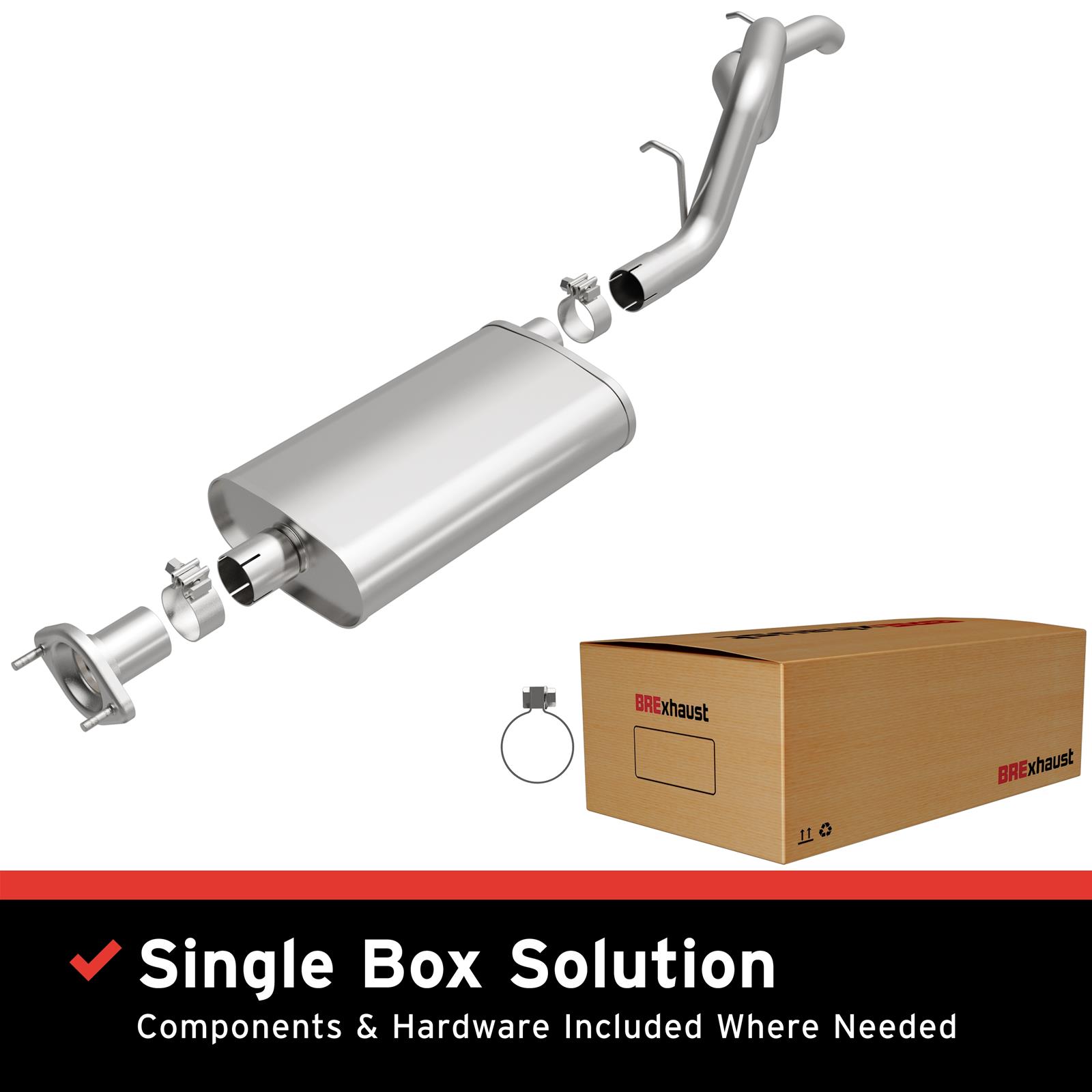 BRExhaust Direct-Fit Exhaust Systems for 1997-2006 WRANGLER - 116-0002 Systems, Direct-Fit, Replacement, OEM Style, Cat-Back, Bolt-On, Stainless Steel, Natural Finish, with Hangers, Hardware, Jeep, Kit
