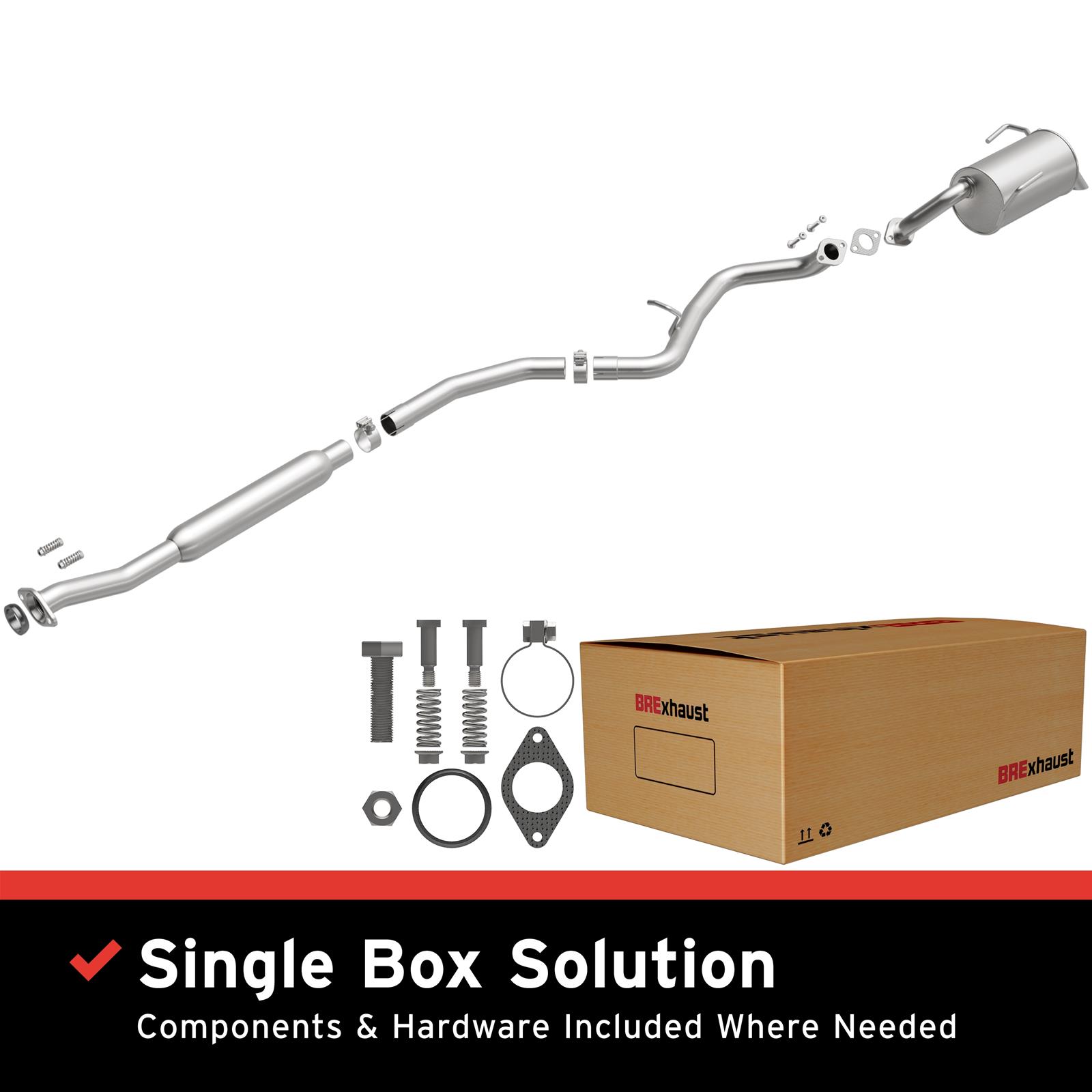 BRExhaust Direct-Fit Exhaust Systems for 2010-2017 OUTBACK - 116-0162 Systems, Direct-Fit, Replacement, OEM Style, Cat-Back, Bolt-On, Stainless Steel, Natural Finish, with Hangers, Hardware, Subaru, Kit