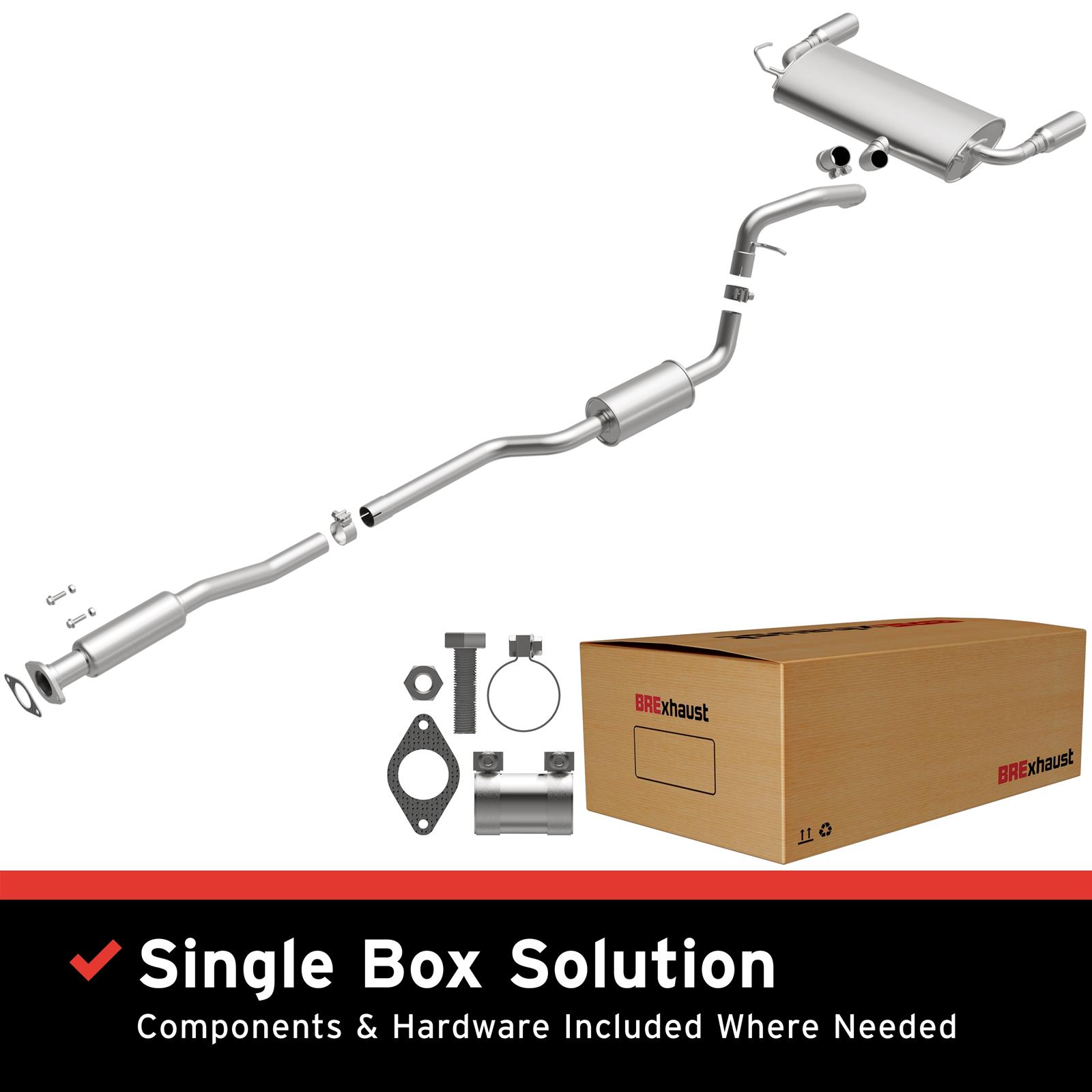 BRExhaust Direct-Fit Exhaust Systems for 2013-2018 ESCAPE - 116-0504 Systems, Direct-Fit, Replacement, OEM Style, Cat-Back, Bolt-On, Stainless Steel, Natural Finish, with Hangers, Hardware, Ford, Kit