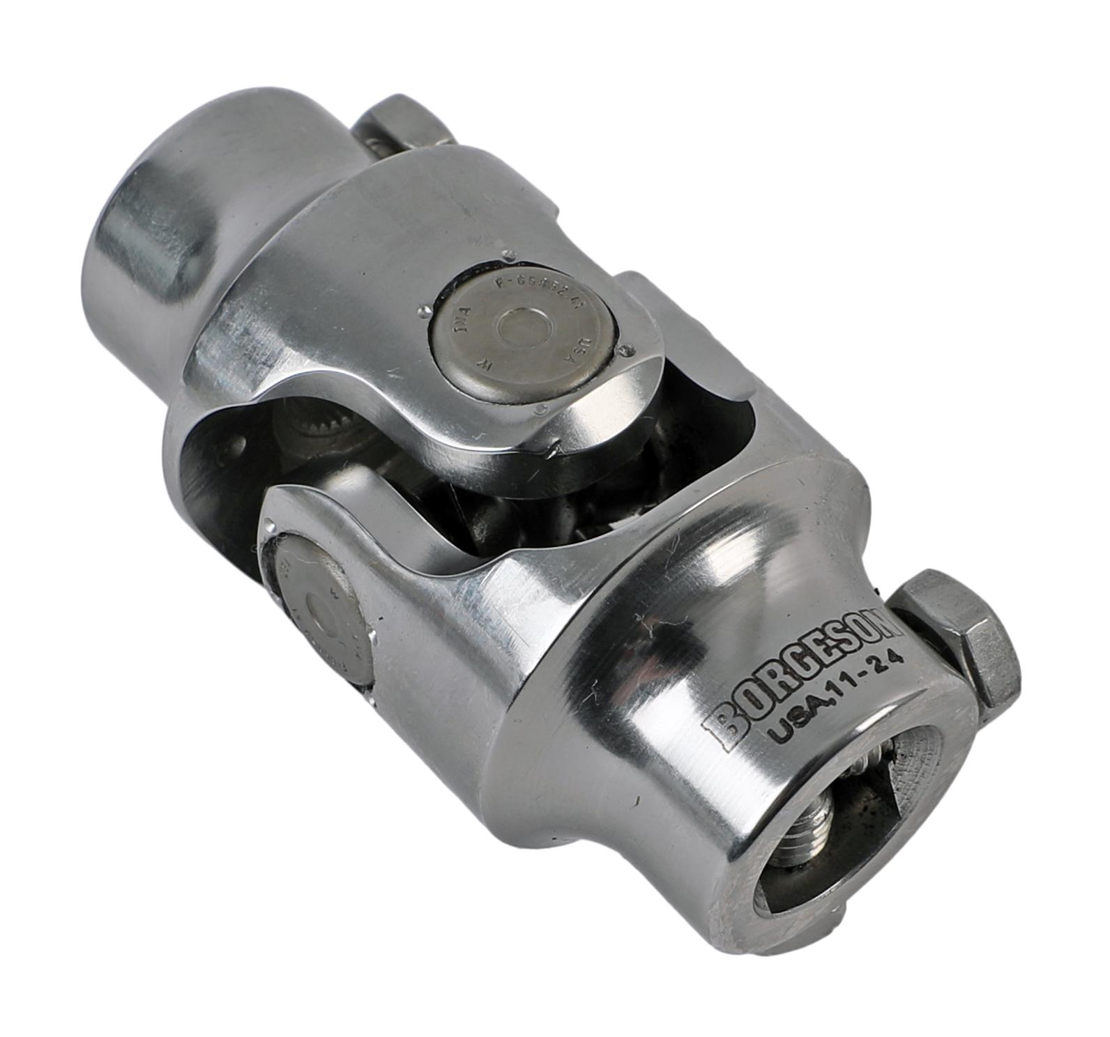 Borgeson Universal Steering U-Joints 124918 Joint, Stainless Steel, Polished, 3/4 in. DD, 5/8 in. 36-Spline, Each
