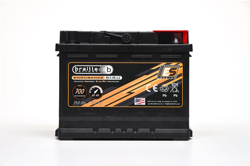 700 CCA Braille Battery Endurance Series B47-H5-L2 BCI Group 47/H5/L2 Battery, Series, AGM, 12 V, Deep Cycle/Starting, Cold Cranking Amps, Top Terminals, Right Side Positive, Each thumbnail 6