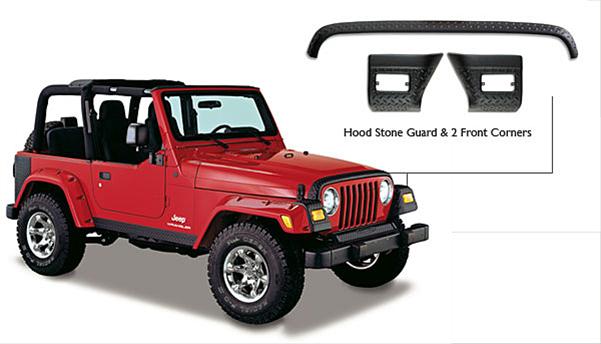 Bushwacker Trail Armor Body Cladding Kits 14005 Armor, Front Fender Cladding, Hood Guard, Dura-flex Plastic, Black Diamond Tread, Jeep, Set thumbnail 2