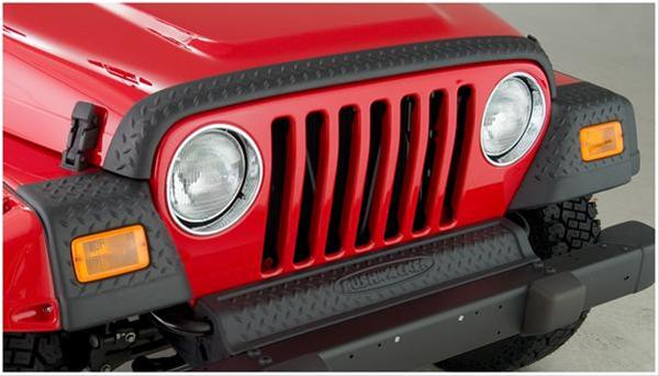 Bushwacker Trail Armor Body Cladding Kits 14005 Armor, Front Fender Cladding, Hood Guard, Dura-flex Plastic, Black Diamond Tread, Jeep, Set