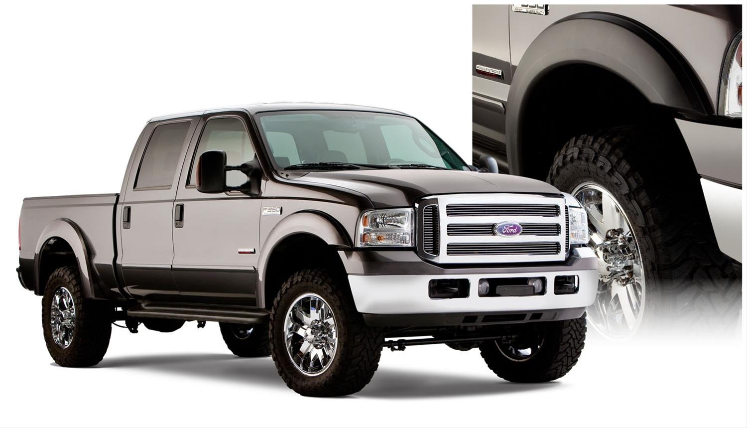 Husky Extend-A-Fender Flares for 1999-2007 F-250 SUPER DUTY, F-350 DUTY - 2802928 Fender Flares, Extend-A-Fender, Front and Rear, Black, Dura-Flex Thermoplastic, Ford, Set of 4