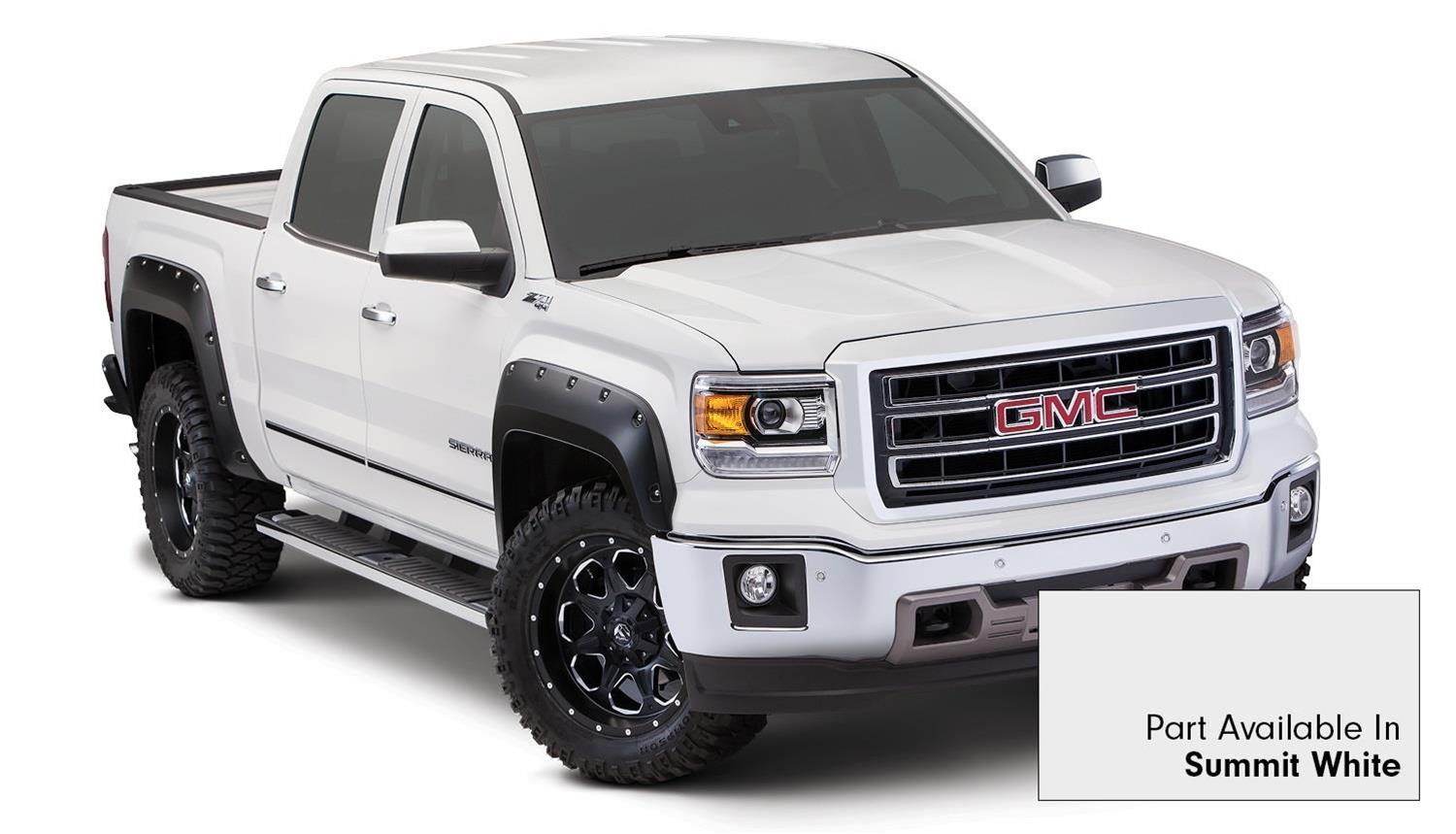 Bushwacker Pocket-Style Fender Flares 40909-14 Flares, Pocket Style, Front, Rear, Summit White, Thermoplastic, GMC, Sierra 1500, Set of 4