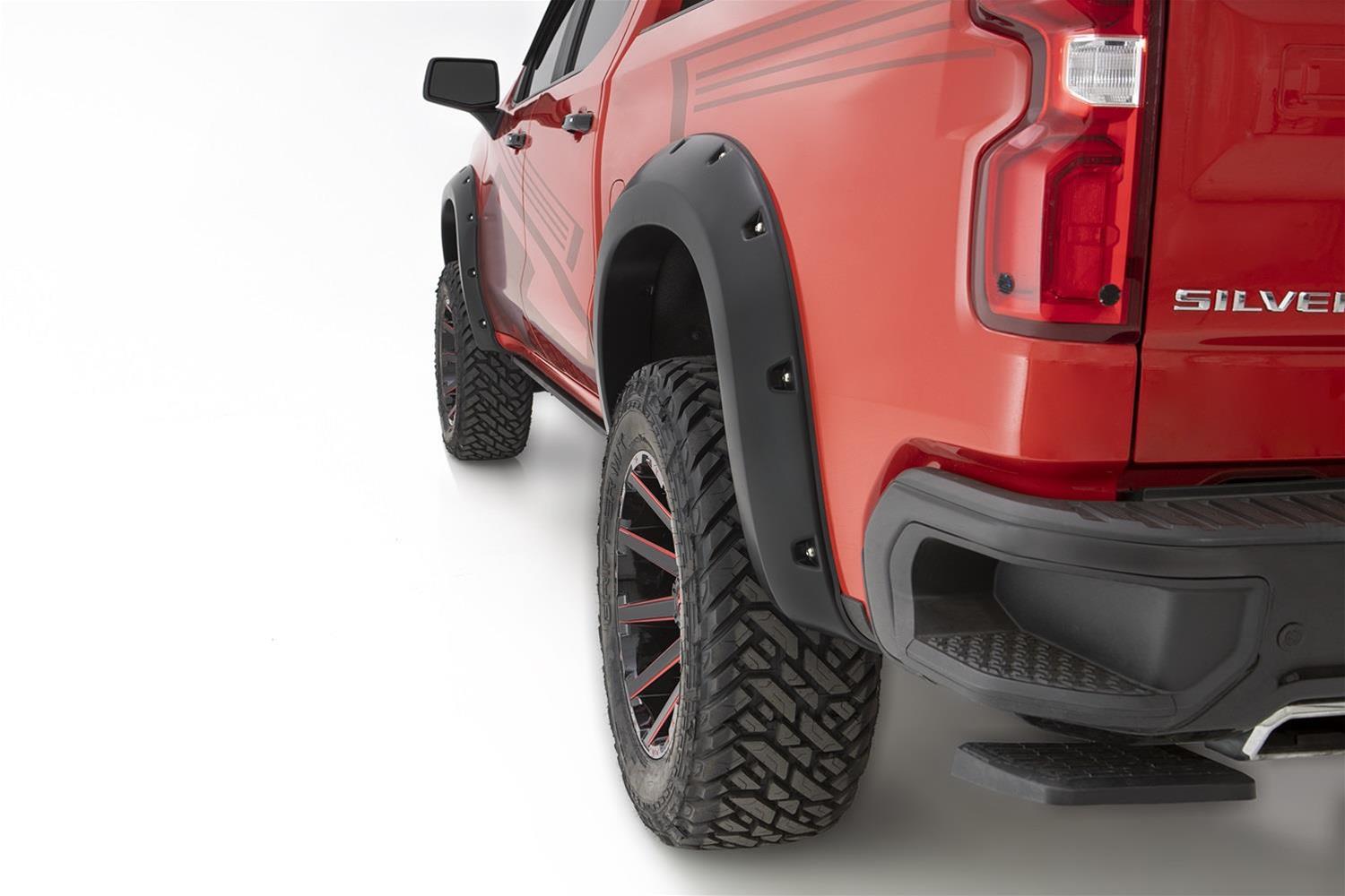 Bushwacker Pocket-Style Fender Flares 40909-34 Flares, Pocket Style, Front, Rear, Black, Thermoplastic, GMC, Sierra 1500, Set of 4