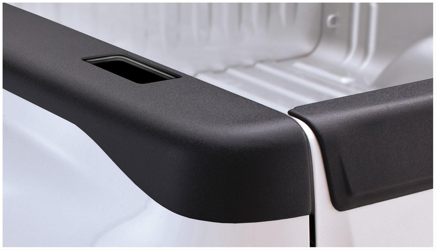 Bushwacker Ultimate Bed Rail Caps 48528 Caps, Ultimate, Smooth, Plastic, Matte Black, Stake Hole Pockets, GMC, Pair thumbnail 3