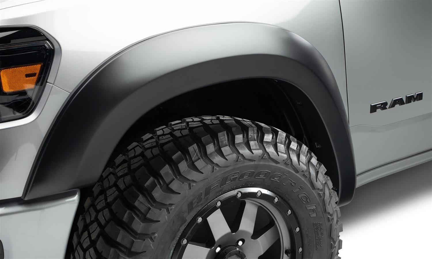 Bushwacker Extend-A-Fender Flares 50055-02 Fender Flares, Flares, Front, Dura-Flex Thermoplastic, Black, 2.600 in. Flare Width, Ram, Pair