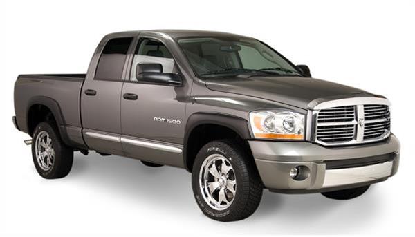 Bushwacker OE-Style Fender Flares for 2023 3500, 2500, 2019-2024 1500 - 50057-02 Flares, OE-Style, Front, Dura-Flex Thermoplastic, Black, 2.600 in. Flare Width, Ram, Pair