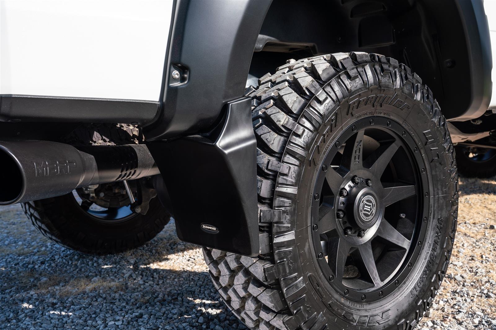 Bushwacker Trail Armor Mud Flaps MUD-20092 Flaps, Armor, Rear, Thermoplastic, Black, Ford, Pair
