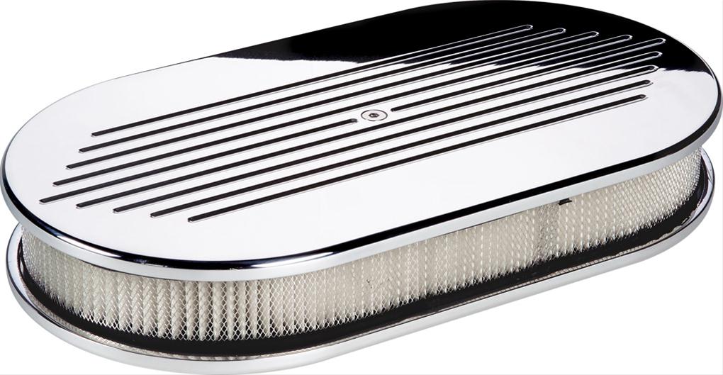 Billet Specialties Air Cleaners 15420 Filter Assembly, Large Oval, Aluminum, Polished, Ball-Milled Design, 2 in. Filter Height, Each
