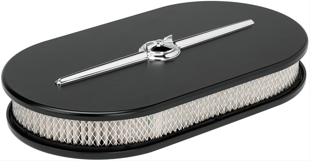 Billet Specialties Air Cleaners 15424 Cleaner, Oval, Raised Base, Aluminum, Black, 8 1/2 in. Width, 15 in. Length, 3 in. Filter Height, Each