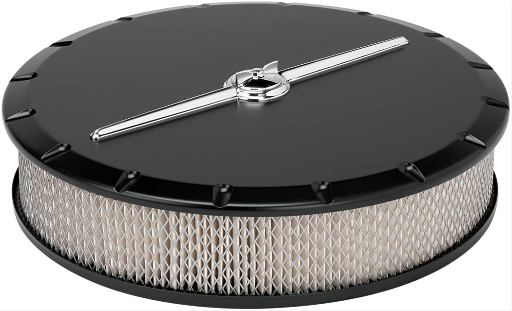 Billet Specialties Air Cleaners 15824 Cleaner, Round, Raised Base, Aluminum, Black, 14 in. Diameter, 3 in. Filter Height, Each
