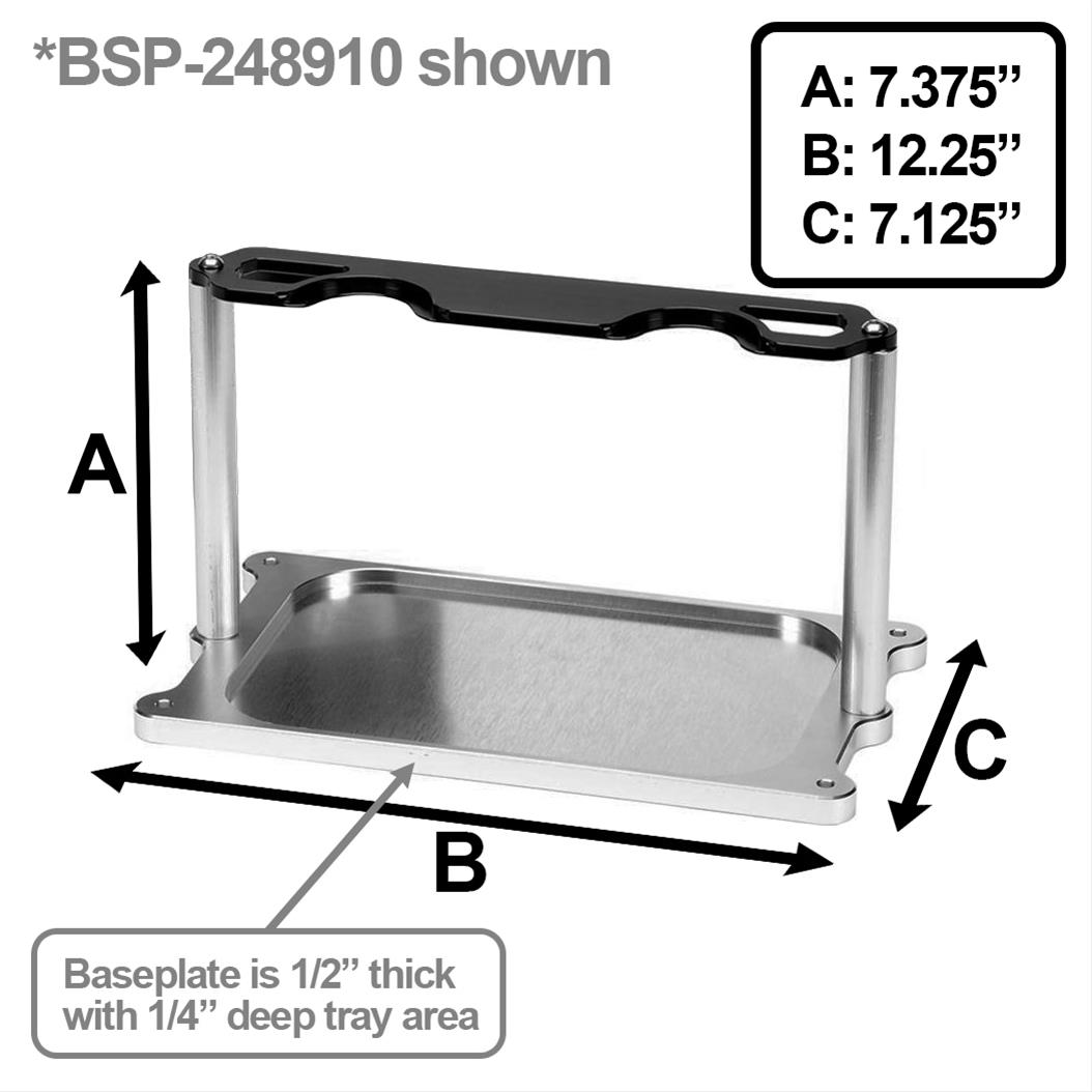 Billet Specialties Battery Mounts 248915 Mount, Aluminum, Polished, for Optima Battery, Kit
