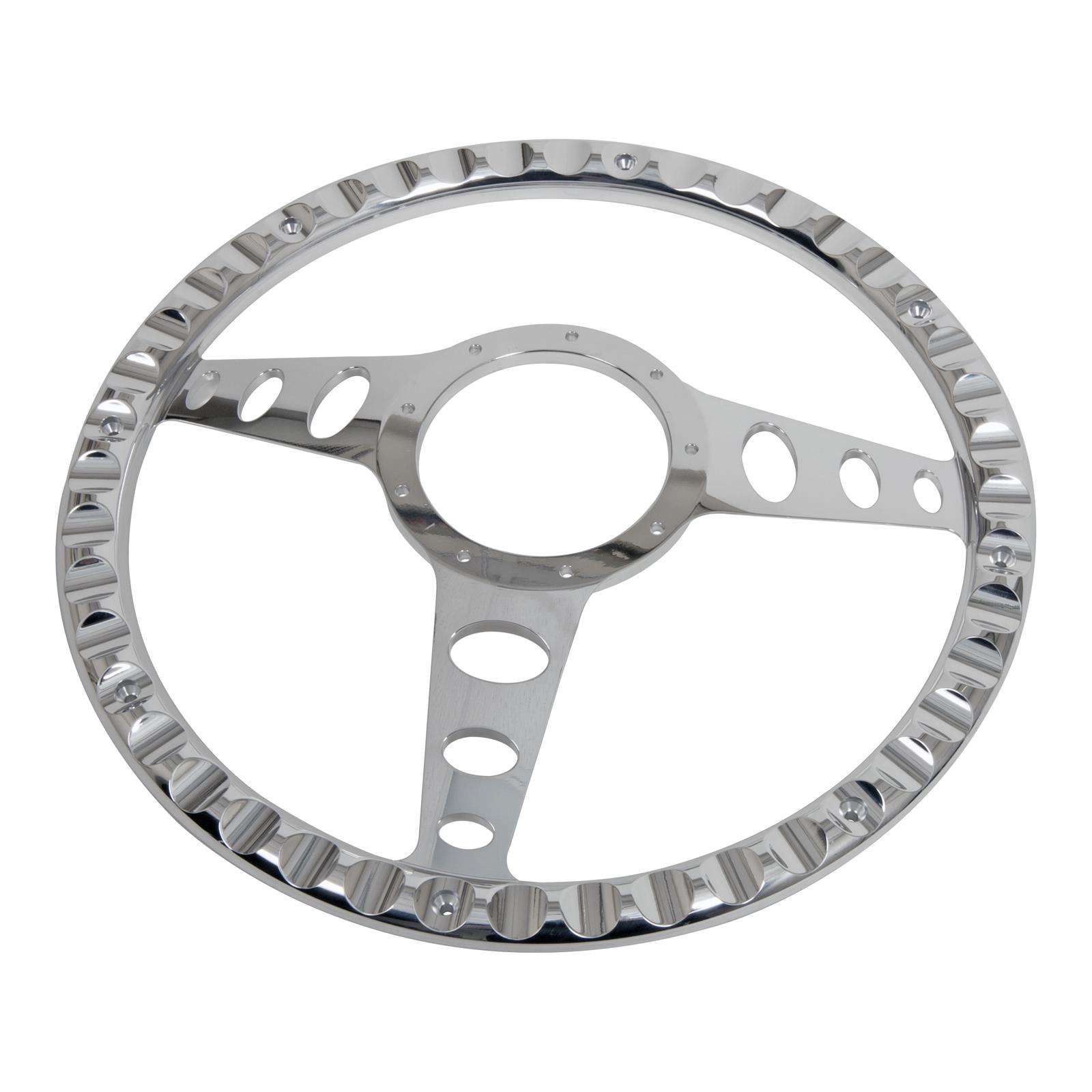 Billet Specialties Half-Wrap Steering Wheels 30445 Wheel, Half-Wrap, Outlaw, Aluminum, Polished, 3-Spoke, 14 in. Diameter, 9-Bolt Mount, Each