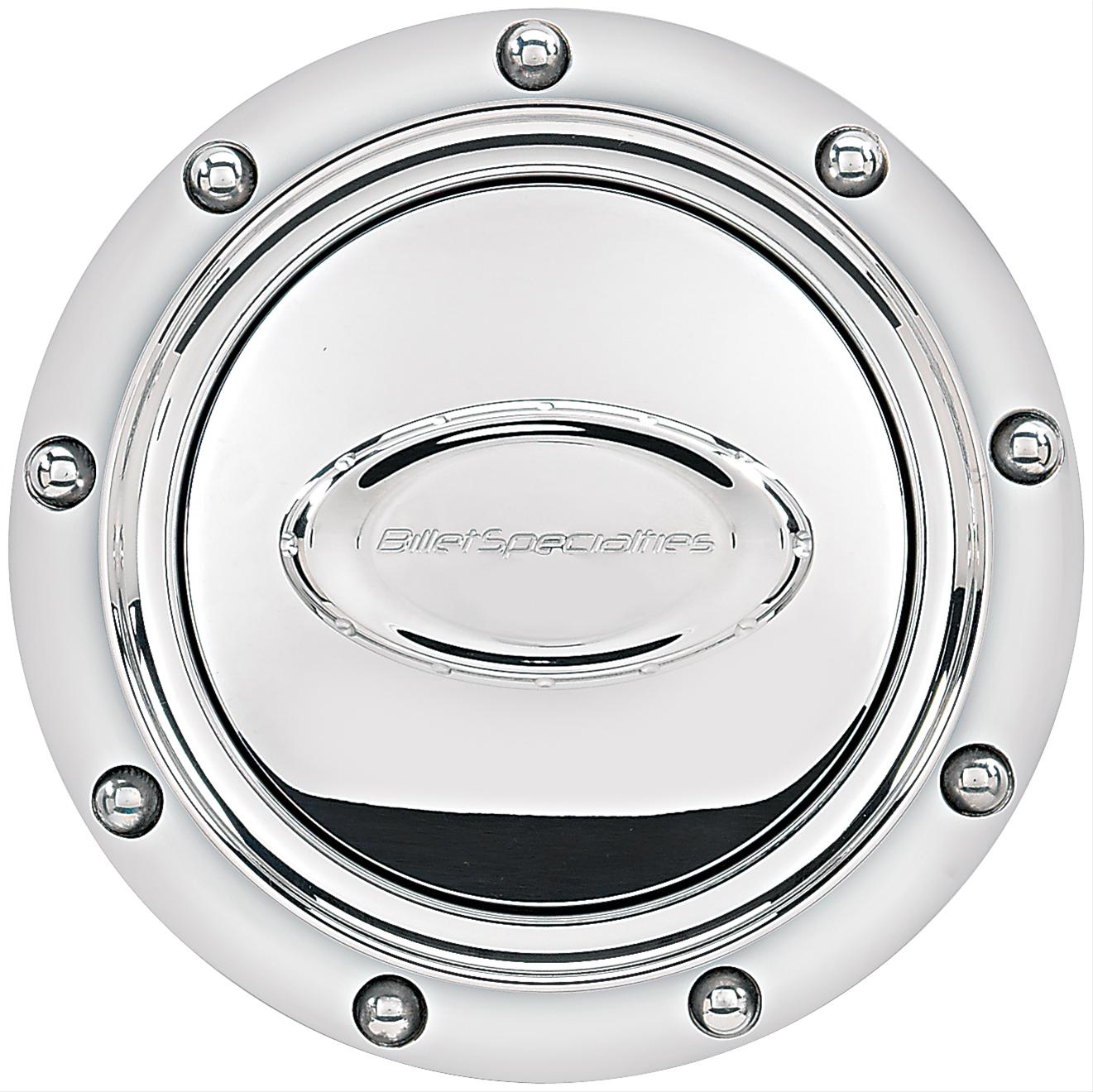 Billet Specialties Horn Buttons 32710 Button, Aluminum, Polished, Logo, Riveted Outer Ring, Each