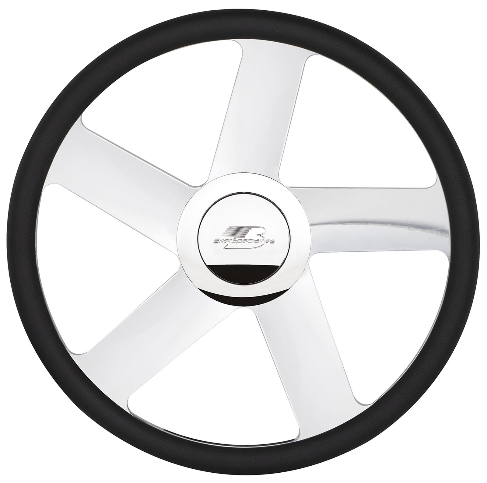 Billet Specialties Half-Wrap Steering Wheels 34042 Wheel, Half-Wrap, Blvd 42, Aluminum, Polished, 5-Spoke, 15.5 in. Diameter, 9-Bolt Mount, Each