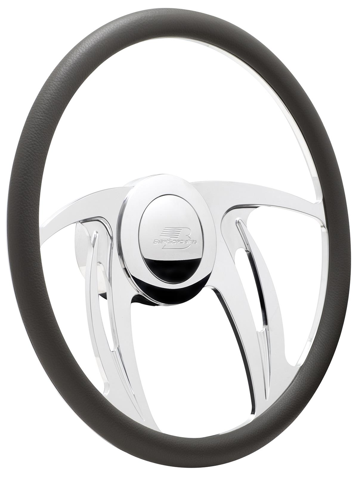 Billet Specialties Half-Wrap Steering Wheels 34123 Wheel, HURRICANE, Half-Wrap, 15.5 in. Diameter, 2 in. Dish, Polished Aluminum, 9 Bolt, Each thumbnail 2