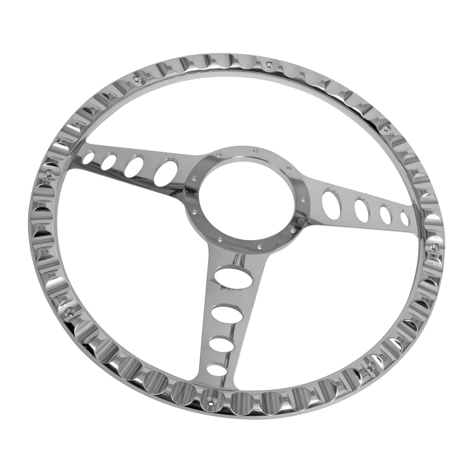 Billet Specialties Half-Wrap Steering Wheels 34445 Wheel, Half-Wrap, Outlaw, Aluminum, Polished, 3-Spoke, 15.5 in. Diameter, 9-Bolt Mount, Each