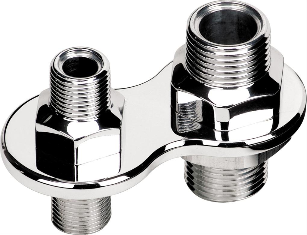 Billet Specialties Heat and Air Conditioning Bulkheads 66720 Firewall Bulkhead, 2-Port, Inline, #6, #10, Aluminum, Polished, Each