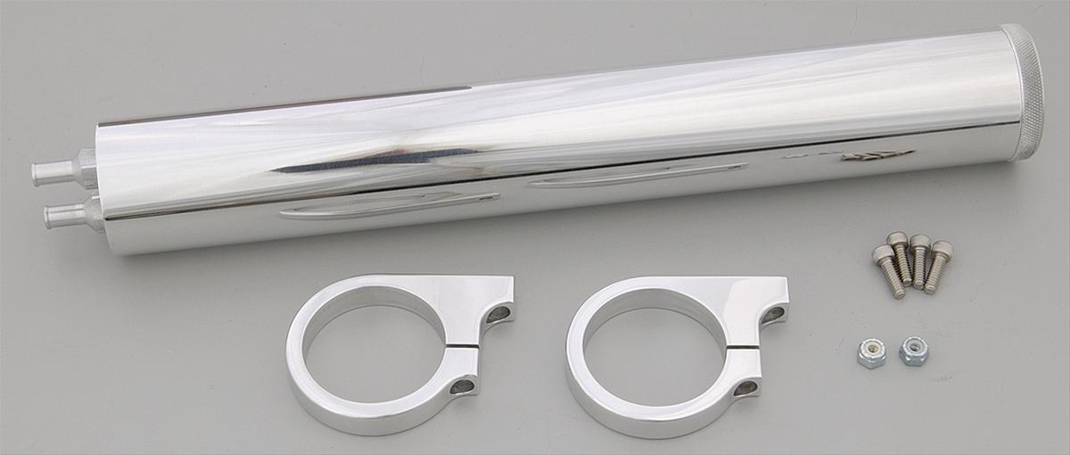 Billet Specialties Overflow Tanks 77113 Tank, 10 oz., Round, Smooth, Aluminum, Polished, 5/16 in. Hose Barb Inlet/Outlet, Universal, Each