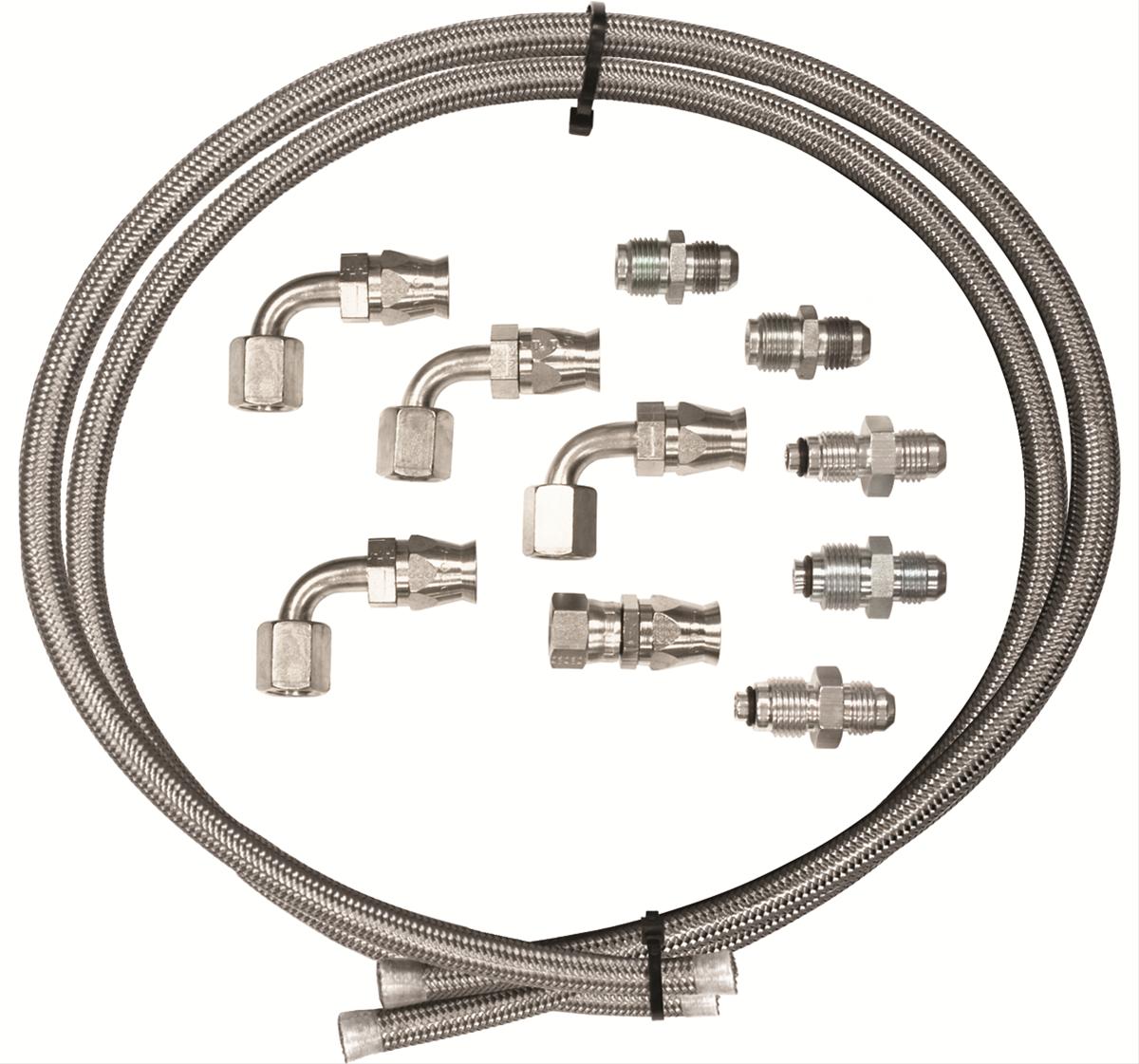 Billet Specialties Power Steering Hose Kits 77905 Kit, Steering, Braided Stainless Steel Hose, Fittings, Kit