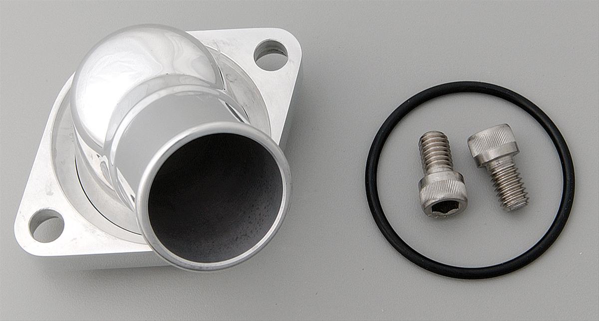 Billet Specialties Thermostat Housings 90420 Water Neck, Aluminum, Polished, 45 Degree, Chevy, Big Block, Small Block, Each