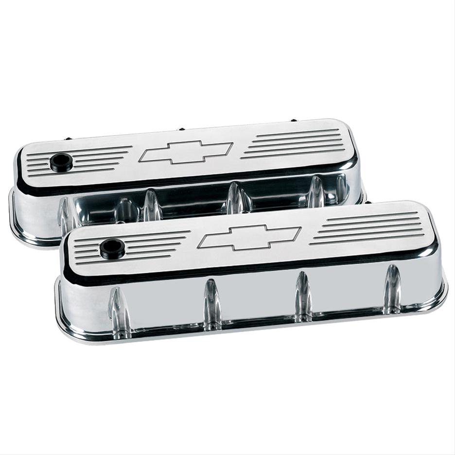 Billet Specialties Diecast Aluminum Valve Covers 96121 Covers, Tall, Aluminum, Polished, Bowtie Emblem, Chevy, Big Block, Pair