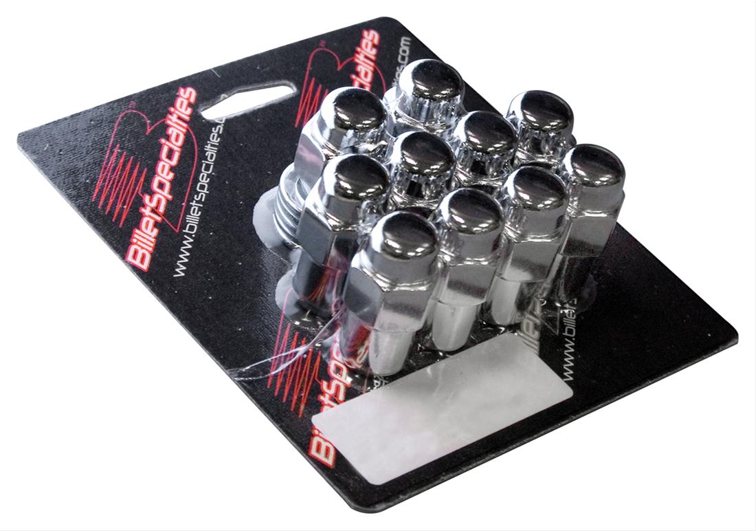 Billet Specialties Lug Nuts 999990 Nuts, .750 in. Shank with Washer, 7/16 in. - 20 RH, Closed End, Chrome Plated Steel, Set of 10