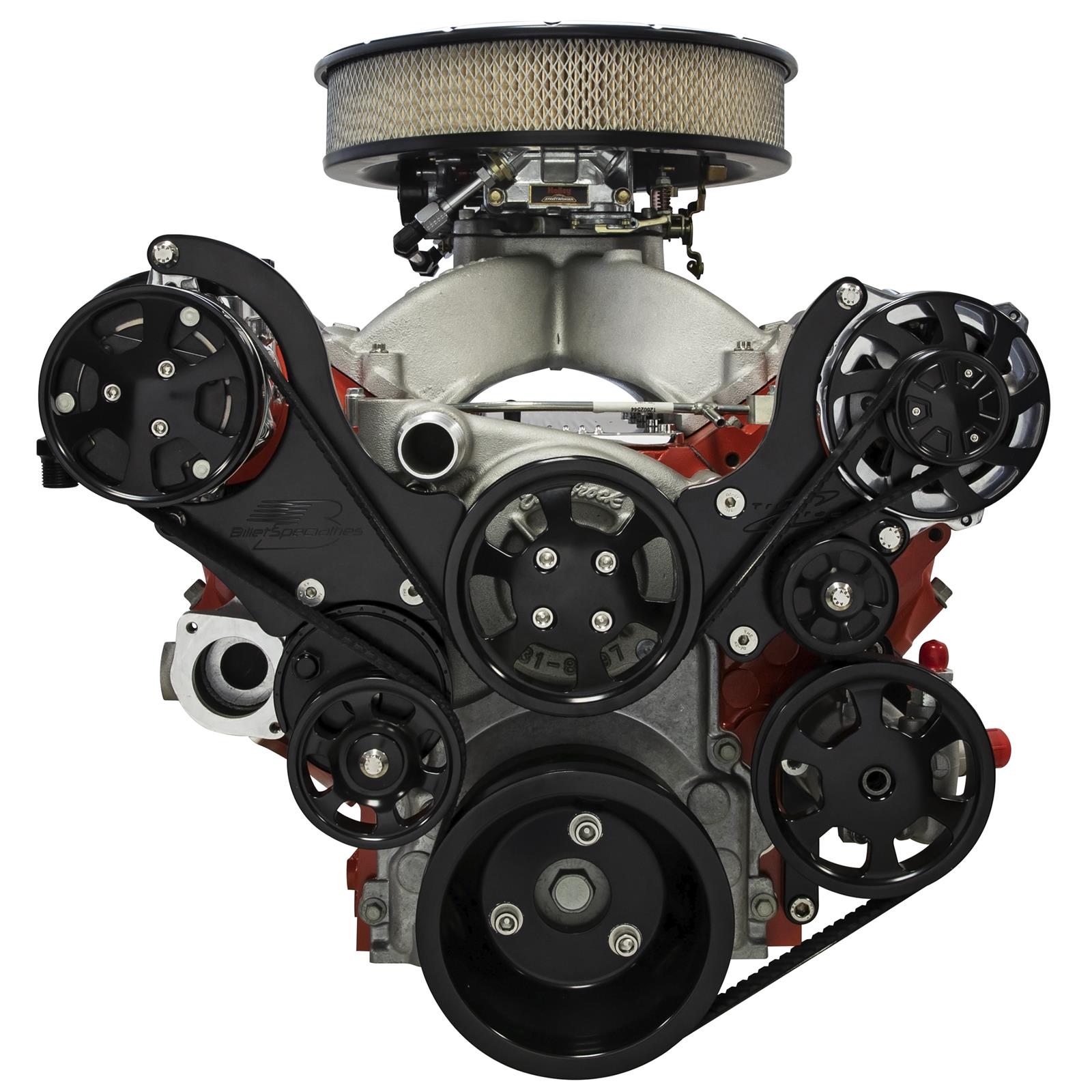 Billet Specialties Tru Trac Serpentine Systems with A/C BLK13450 Pulley Kit, System, Aluminum, Black, Chevy, Kit
