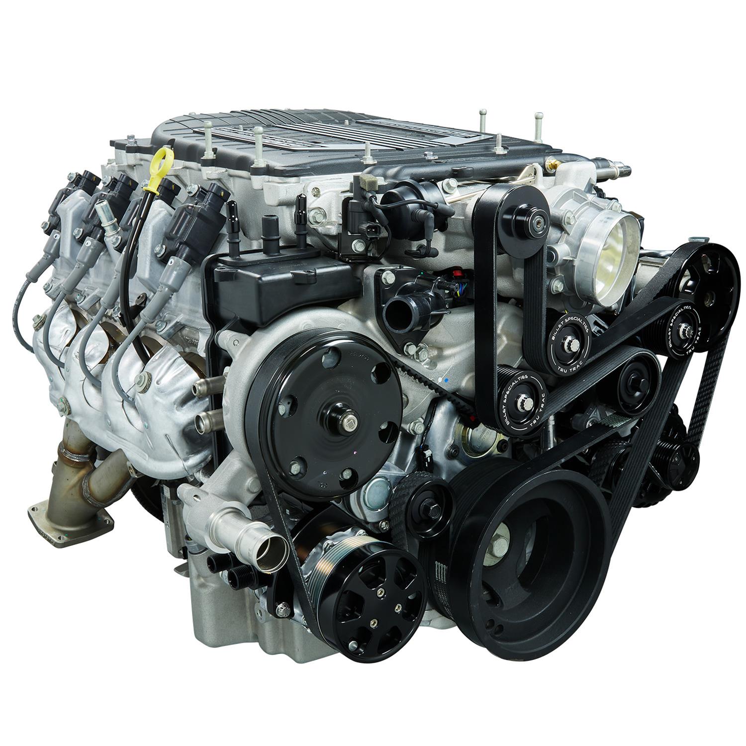 Billet Specialties Tru Trac Gen V LT4 Serpentine Systems with A/C BLK13500 Accessory Drive System, Serpentine, Black Anodized Finished, Power Steering, Air Conditioning, Chevy LT4, Kit thumbnail 2