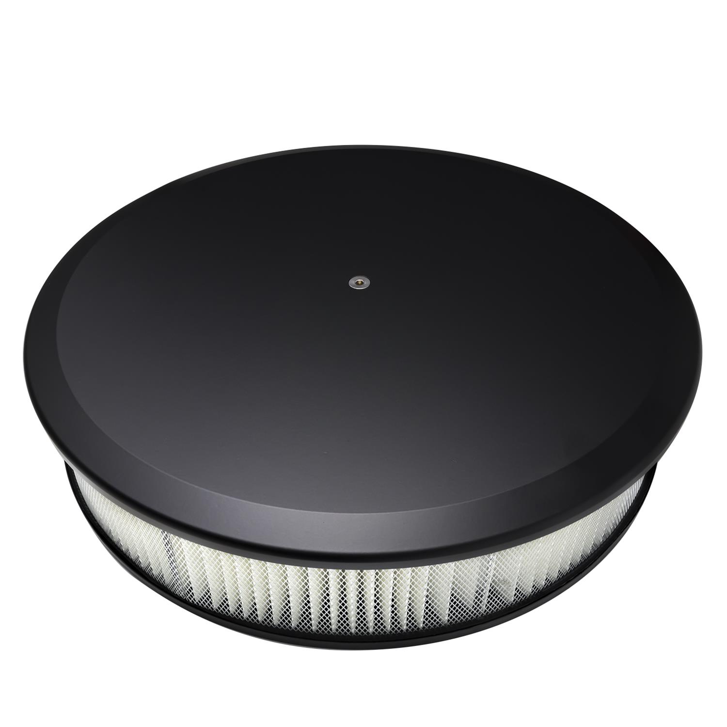 Billet Specialties Air Cleaners BLK15829 Filter Assembly, 14 in. Diameter, Round, Aluminum, Black Powdercoated, Plain Design, 3 in. Filter Height, Each