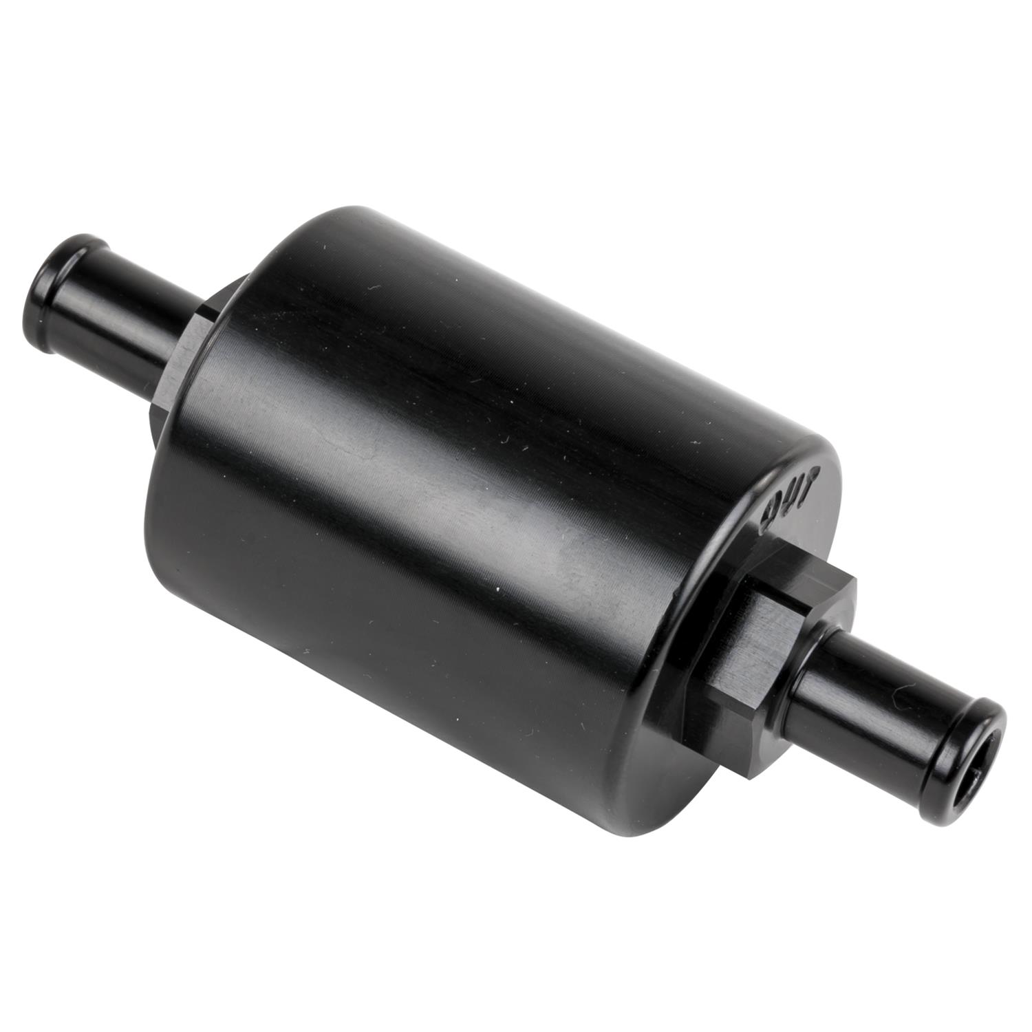 Billet Specialties 40 Microns Fuel Filter with 0.375 in. Inlet Size BLK42130 Filter, Inline Mount, Aluminum, Black Anodized, 3/8 Hose Barb, 4.50 Length, 1.375 O.D, Each