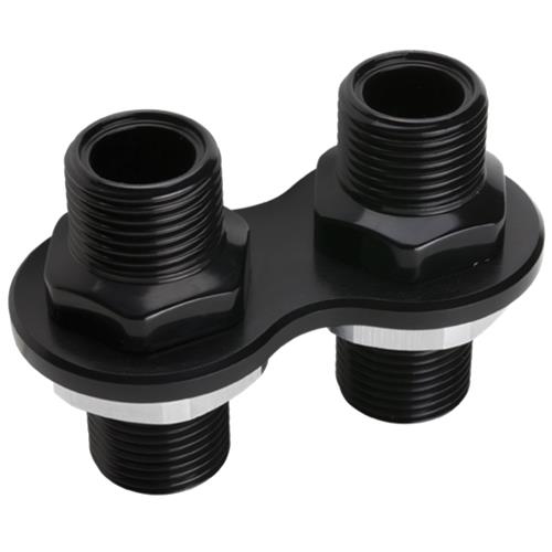 Billet Specialties Heat and Air Conditioning Bulkheads BLK66720 Firewall Bulkhead, 2-Port, Inline, #6, #10, Aluminum, Black Anodized, Each