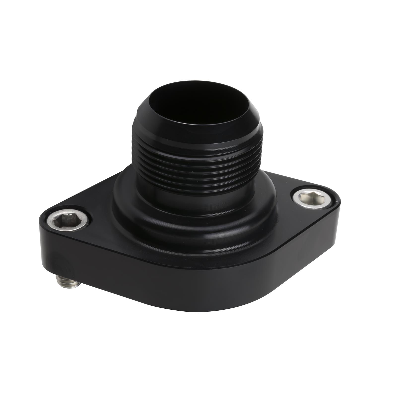 Billet Specialties Thermostat Housings BLK90119 Water Neck, Aluminum, Black Anodized, Straight Up, -20 AN Male Threads, Chevrolet, Small/Big Block, Each