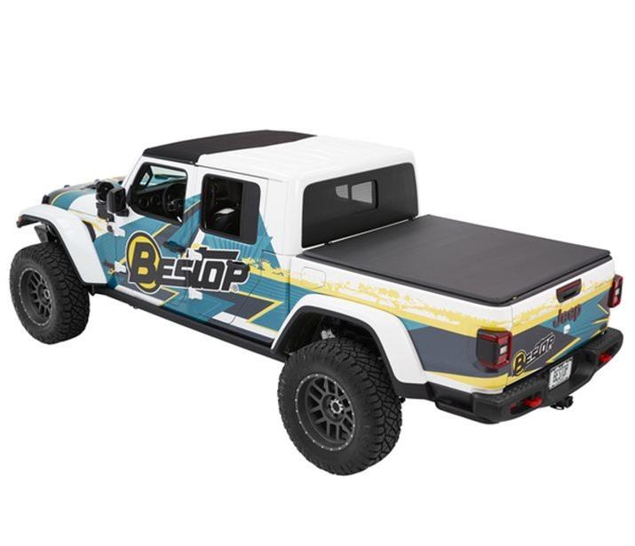 Bestop EZ Fold Tonneau Covers for 2020-2024 GLADIATOR - 1628035 Cover, Fold, Soft Folding, Vinyl, Black Diamond, Jeep Gladiator JT, 5 ft. Truck Bed Length, Each thumbnail 4