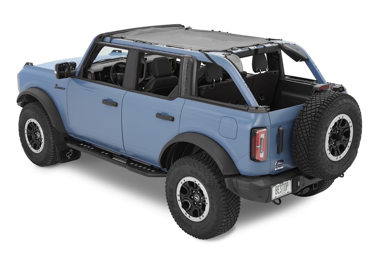 Bestop Mesh Safari Access Bimini Sunshades for 2021-2026 BRONCO - 52423-11 Soft Top, Bimini, Mesh, Black, Ford, 4-Door, Each