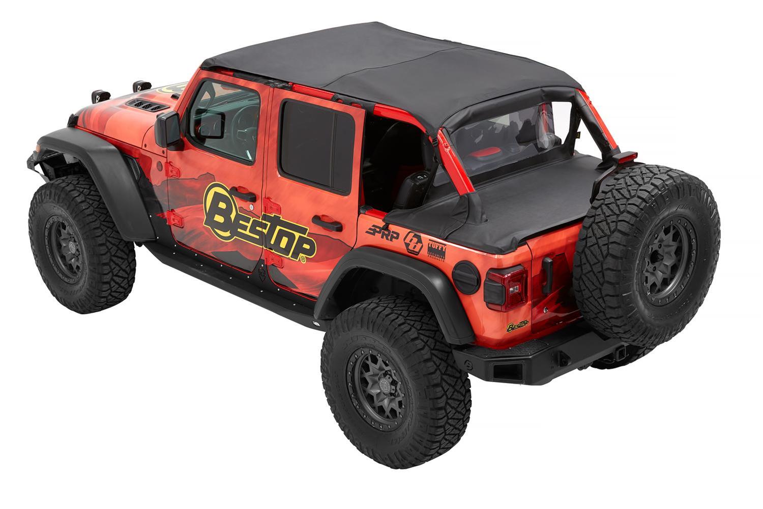 Bestop Safari Header Bikini Tops for 2024-2026 WRANGLER - 52612-35 Soft Top, Bikini, Style, Polymer Cloth, Black Diamond, Jeep, 4 Door, Each
