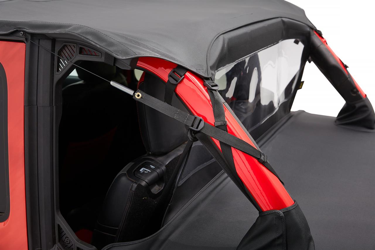 Bestop Header Extended Safari Cable-Style Bikini Tops for 2024-2026 WRANGLER - 52613-35 Soft Top, Cable Top, Cloth, Black, Jeep, Each thumbnail 2
