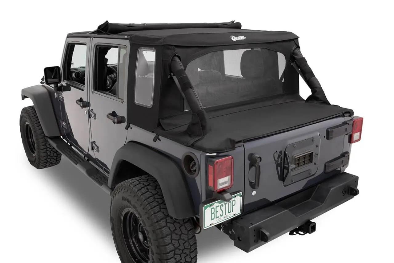 Bestop Halftops 5390135 Soft Top, Halftop Soft Top - '07-18 Wrangler JK 4-Door (Black Diamond) thumbnail 2