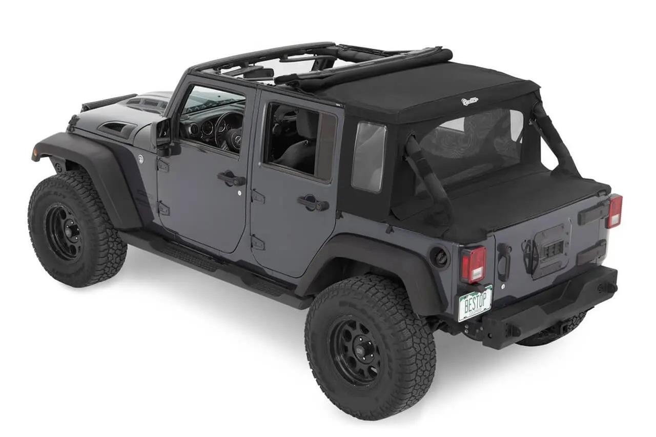 Bestop Halftops 5390135 Soft Top, Halftop Soft Top - '07-18 Wrangler JK 4-Door (Black Diamond) thumbnail 4