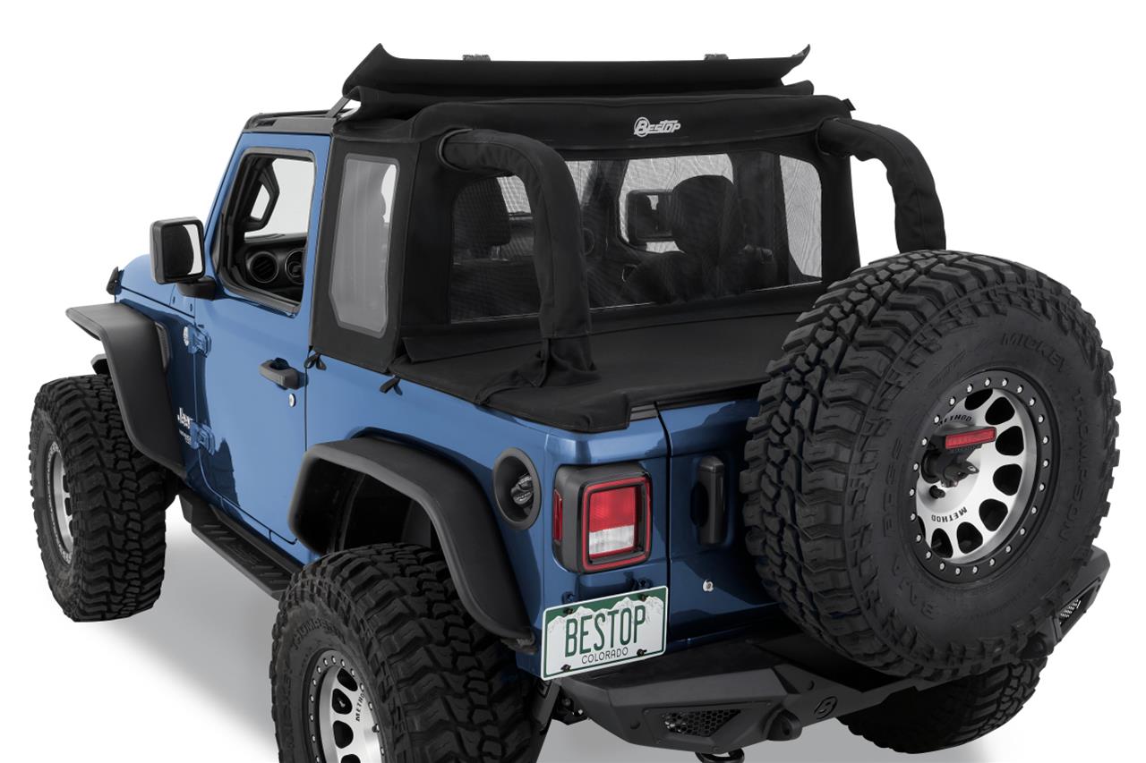 Bestop Halftops for 2018-2024 WRANGLER - 5390317 Soft Tops, Halftop Soft Top '18-22 Wrangler JL 2-Door (Black Twill)