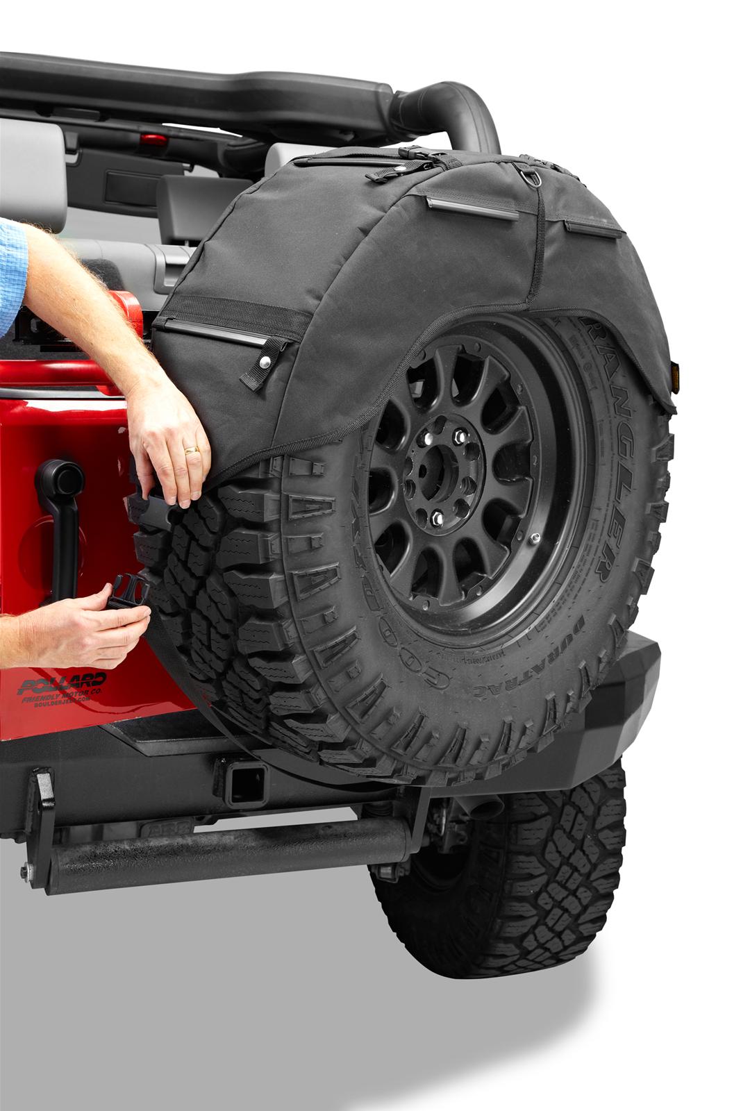 Bestop RoughRider Soft Storage Holders for 1987-2024 WRANGLER, 2018 WRANGLER JK - 5413535 Cargo Holder, RoughRider, Spare Tire Location, Polymer Cloth, Black, Jeep, Each thumbnail 3